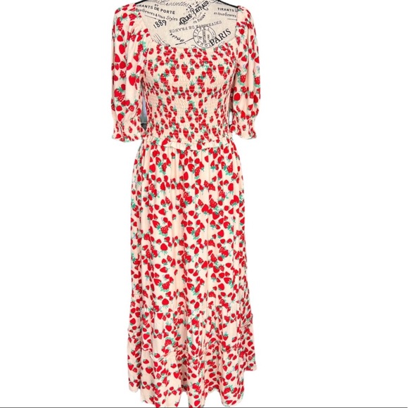 Strawberry Print Off-Shoulder Dress - Picture 5 of 15